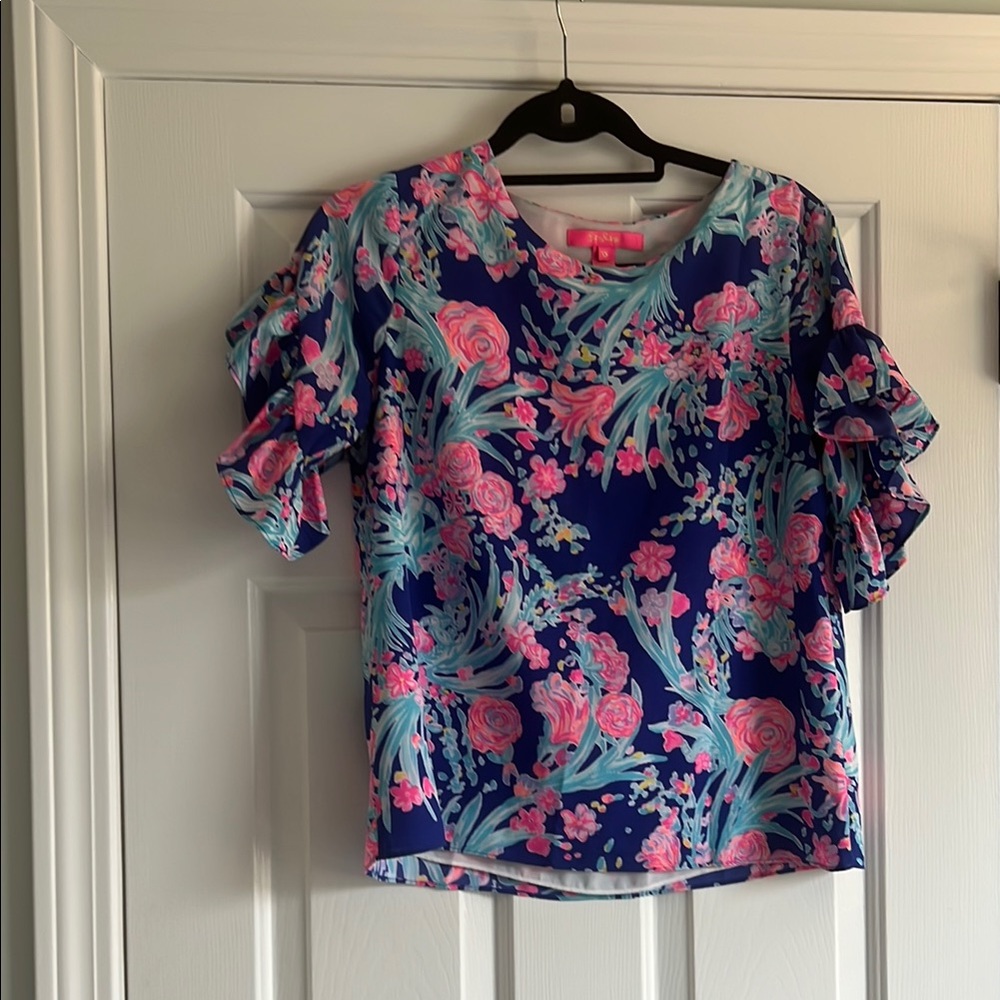 Floral Blue and Pink Women's Top